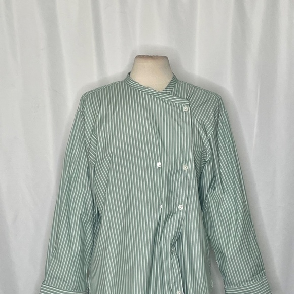 ROUCHA Green White Twist Stripe Shirt Double Breasted Academia BB Medium Short - Picture 4 of 13